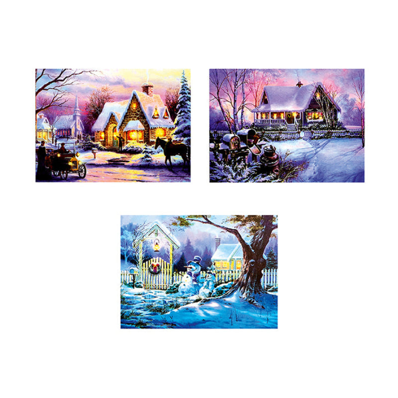 Battery Operated Snowy House Scene Canvas