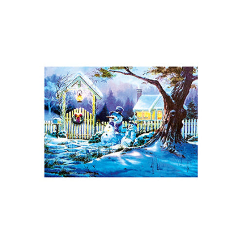 Battery Operated Snowy House Scene Canvas