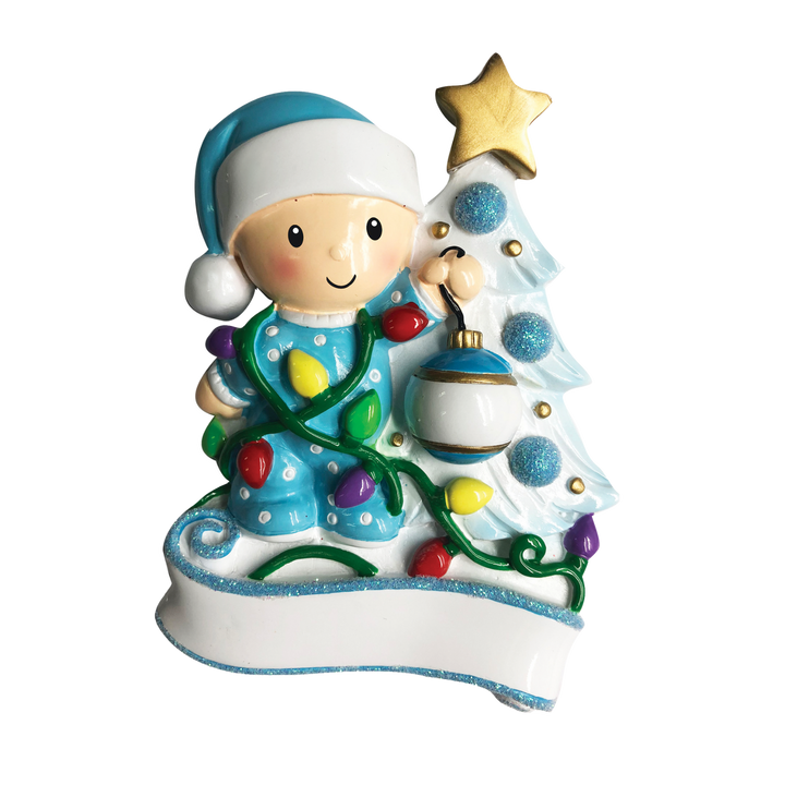 Baby Decorating A Tree Personalised Tree Decoration
