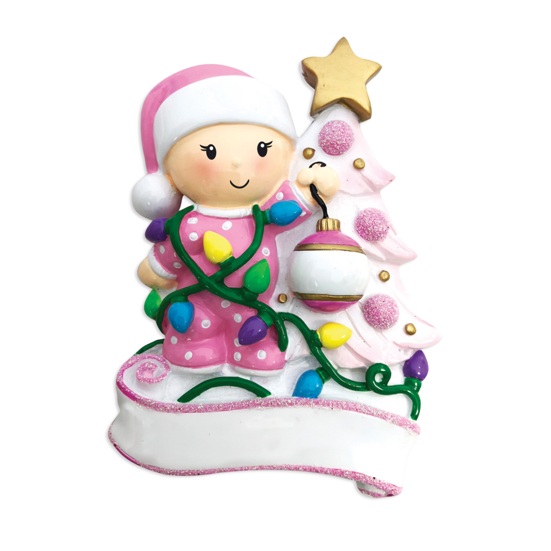 Baby Decorating A Tree Personalised Tree Decoration