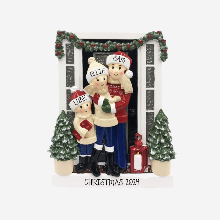 Farm House Family of 3 Personalized Christmas Decoration