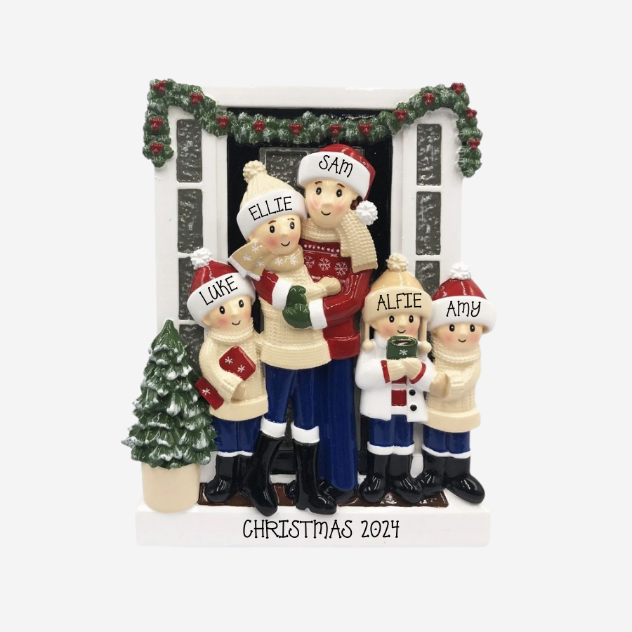 Farm House Family of 5 Personalized Christmas Decoration