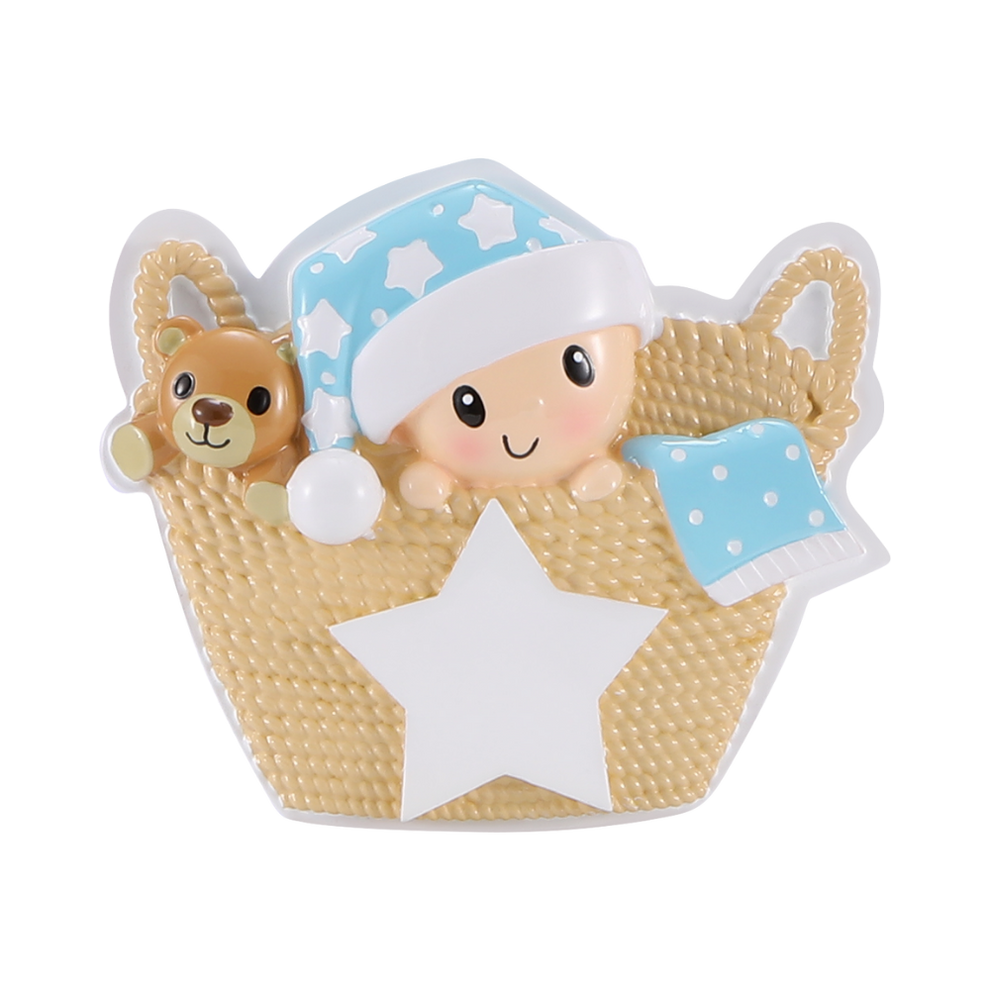 Baby in Basket Personalised Tree Decoration