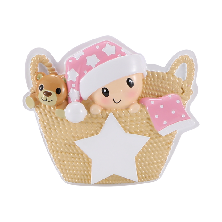 Baby in Basket Personalised Tree Decoration