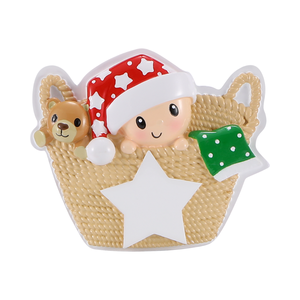 Baby in Basket Personalised Tree Decoration
