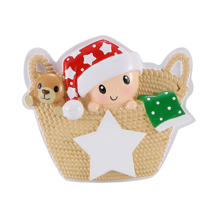 Baby in Basket Personalised Tree Decoration