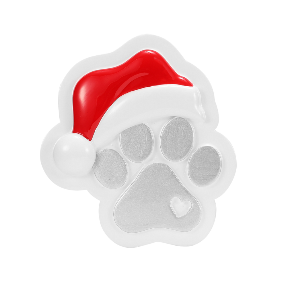Paw Print W/ Santa Hat Personalised Tree Decoration
