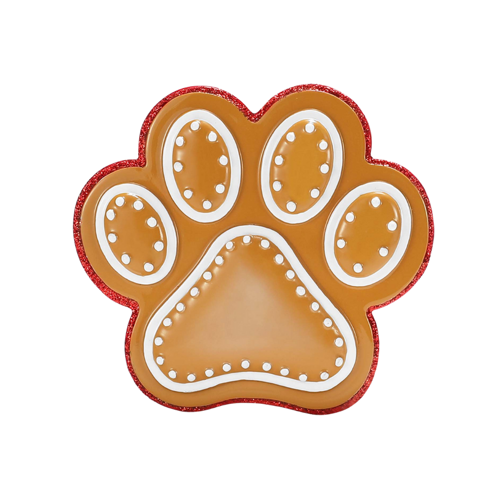 Gingerbread Paw Print Personalised Tree Decoration