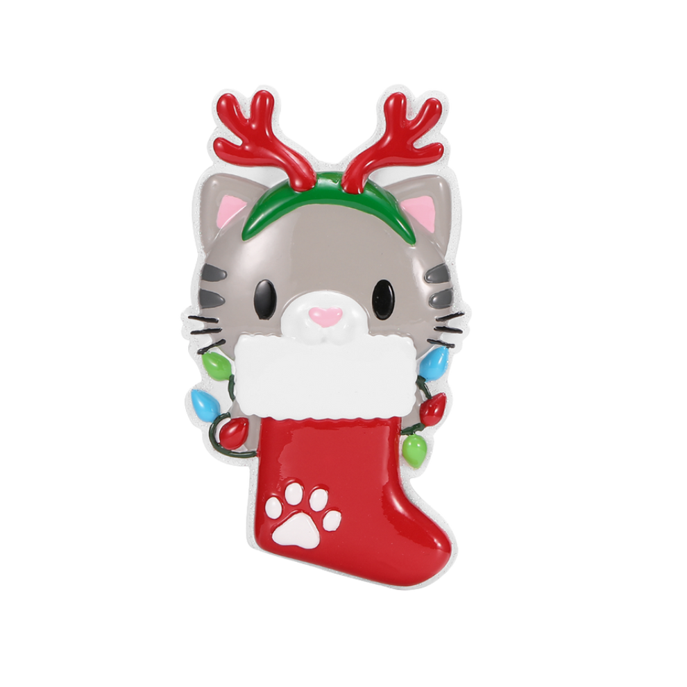 Cat W/ Reindeer Antlers Personalised Tree Decoration