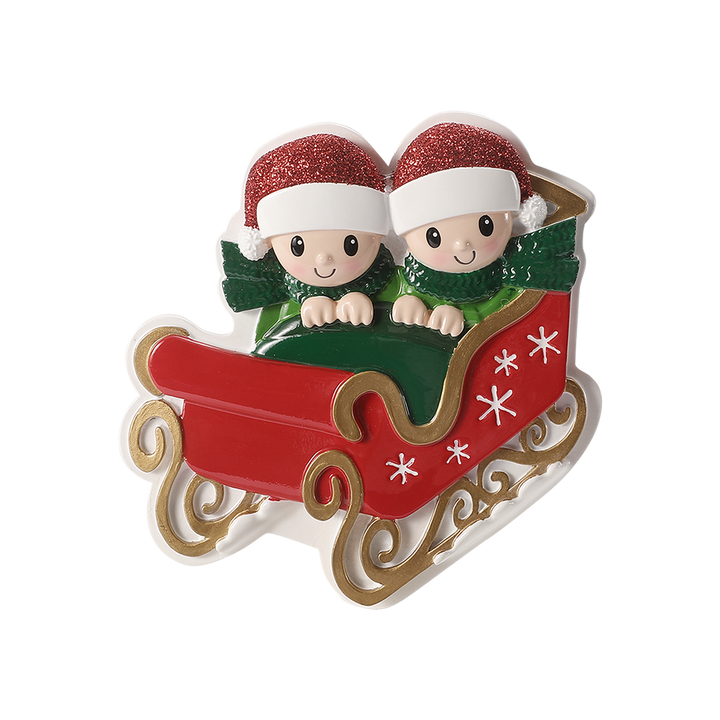 Family in Sleigh Personalised Tree Decoration