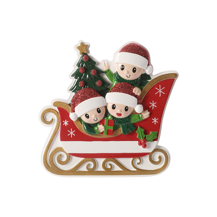 Cute Family of Christmas Characters Personalised Tree Decoration