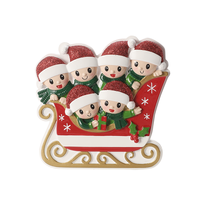 Family in Sleigh Personalised Tree Decoration