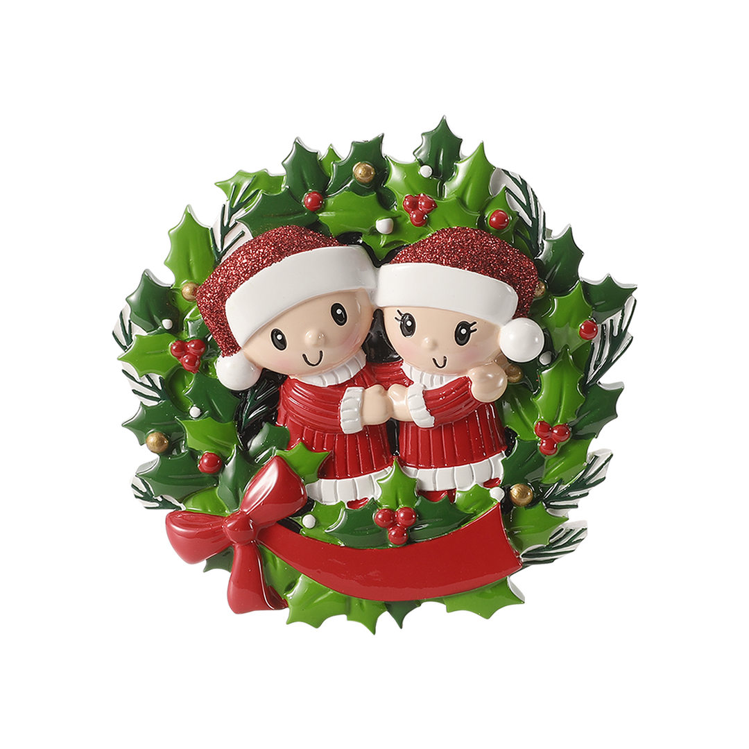 People in Wreath Personalised Tree Decoration