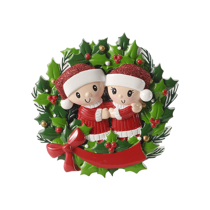 People in Wreath Personalised Tree Decoration