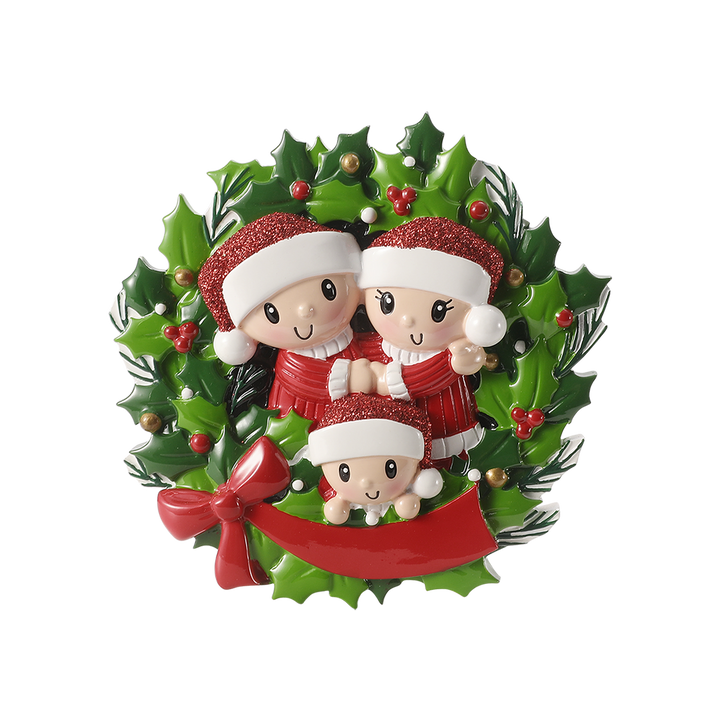 People in Wreath Personalised Tree Decoration