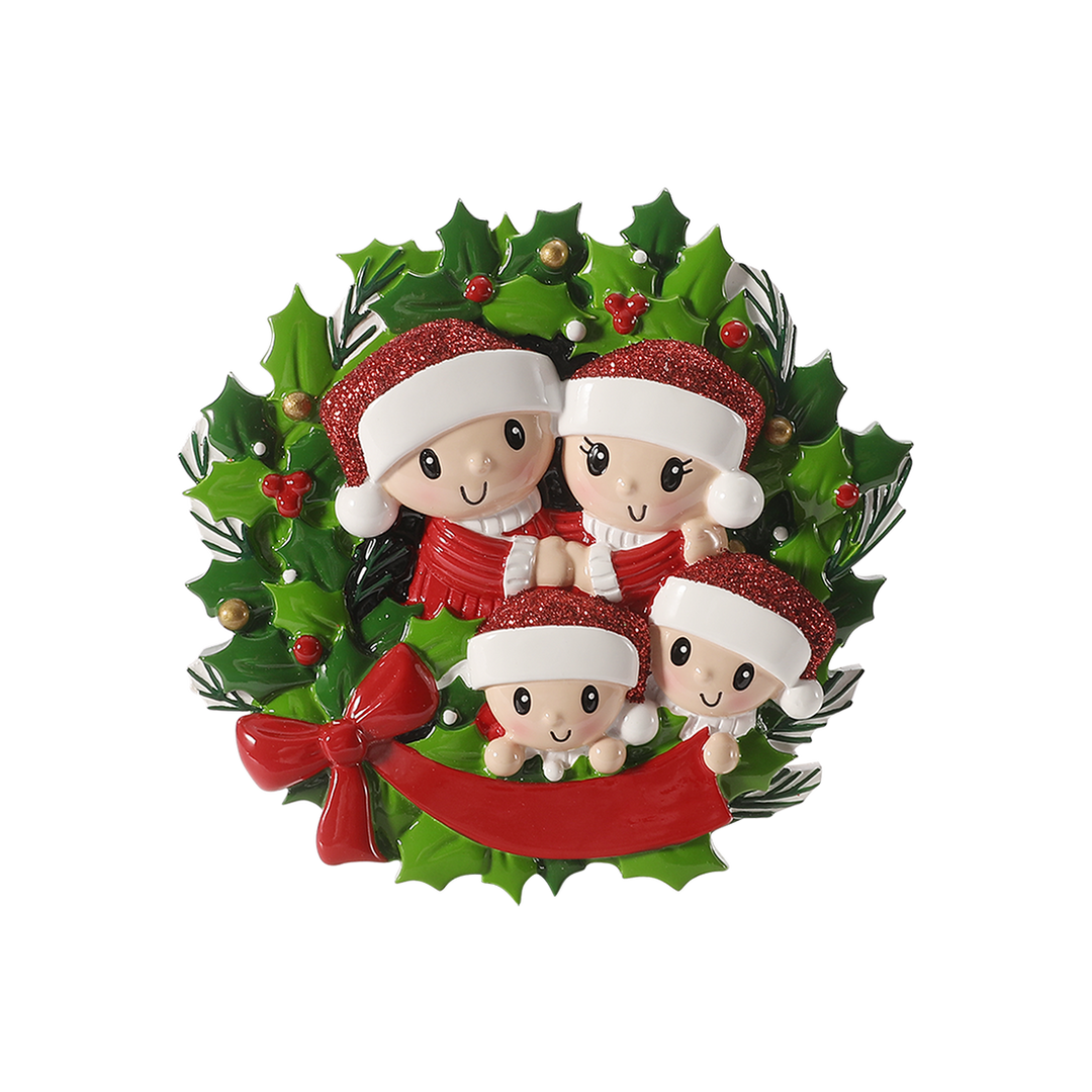 People in Wreath Personalised Tree Decoration
