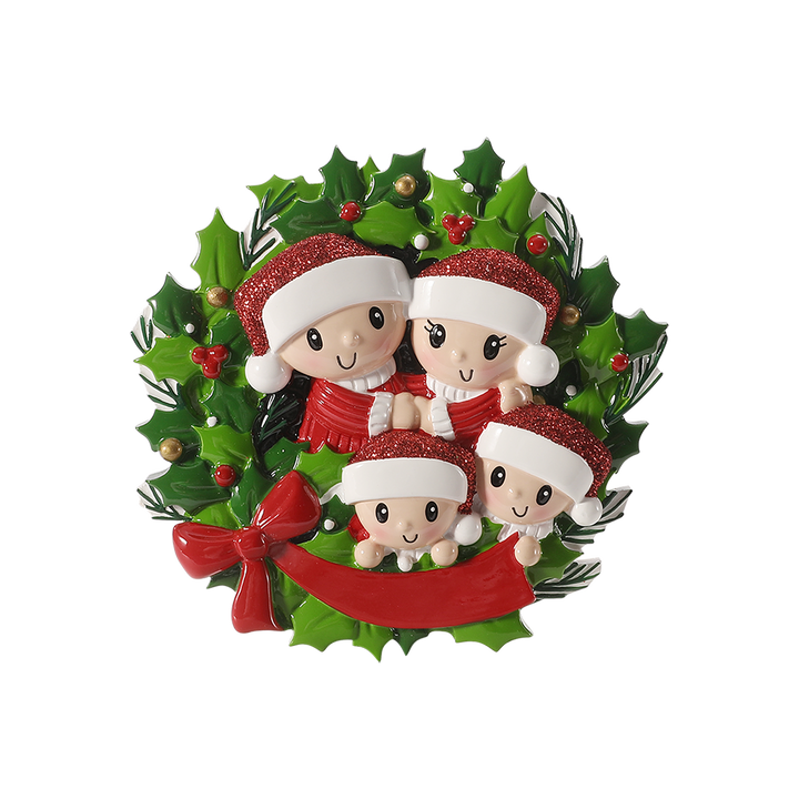 People in Wreath Personalised Tree Decoration
