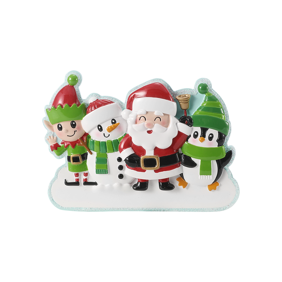 Cute Family of Christmas Characters Personalised Tree Decoration