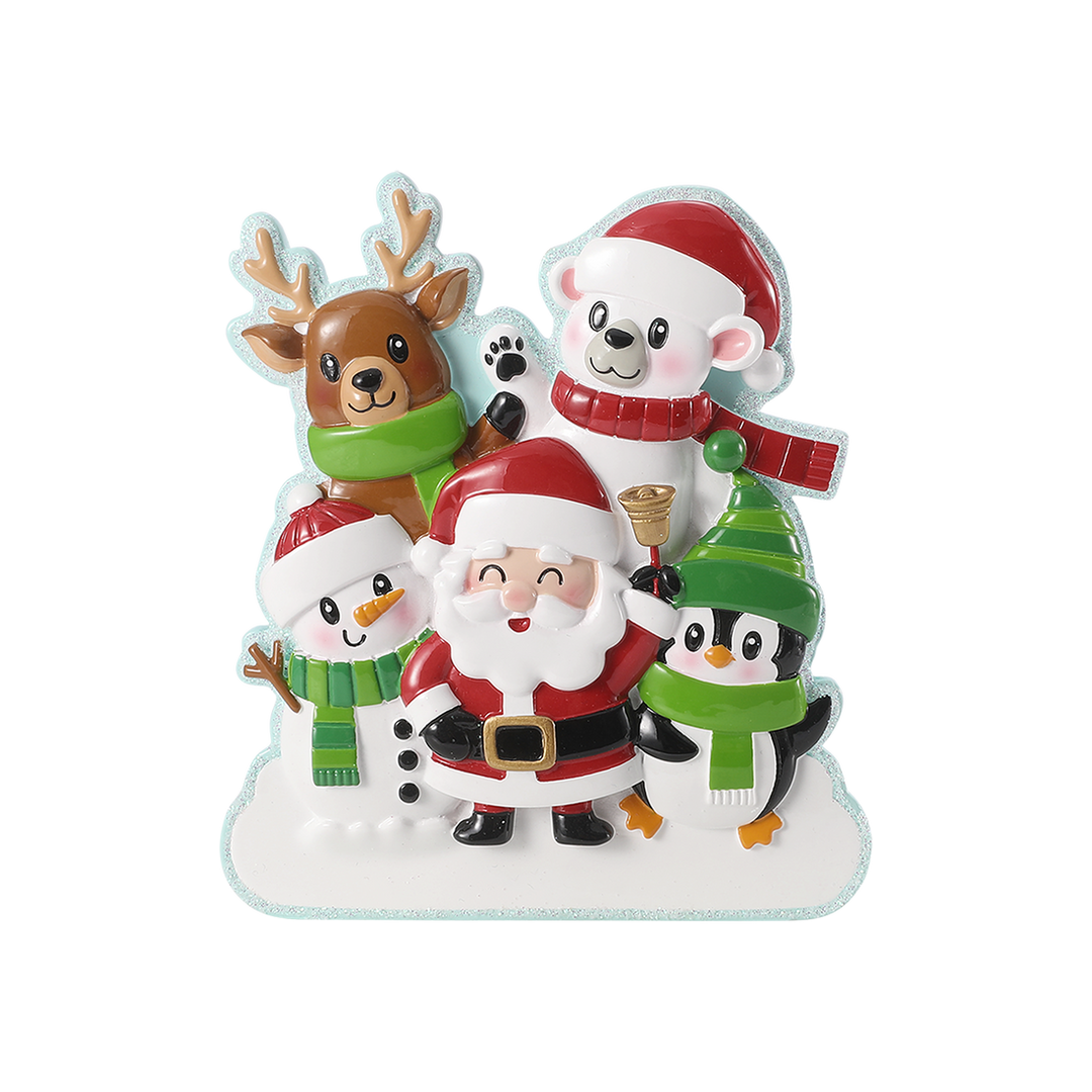 Cute Family of Christmas Characters Personalised Tree Decoration
