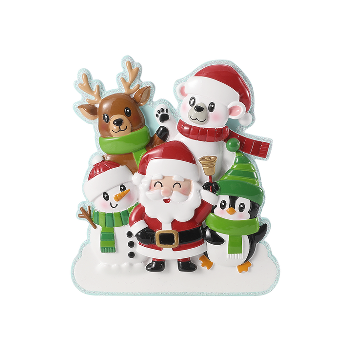 Cute Family of Christmas Characters Personalised Tree Decoration