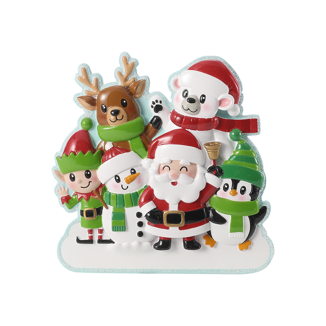 Cute Family of Christmas Characters Personalised Tree Decoration