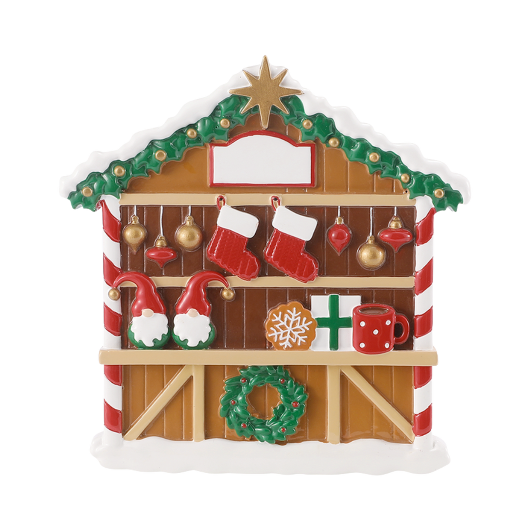 German Market Hut Personalised Tree Decoration