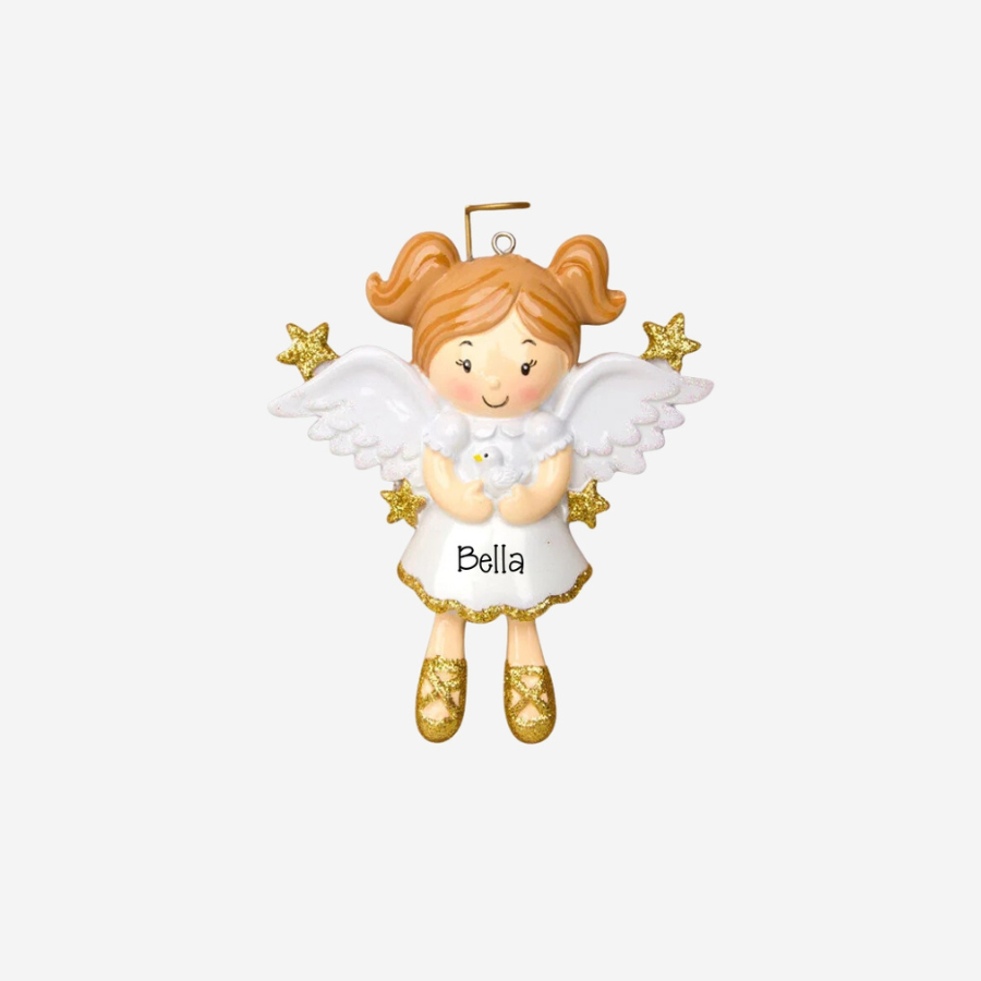 Angel With Dove Personalised Christmas Decoration