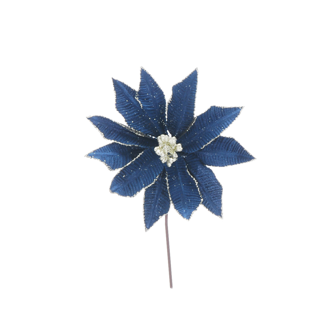 23cm Navy Poinsettia With Gold Centre