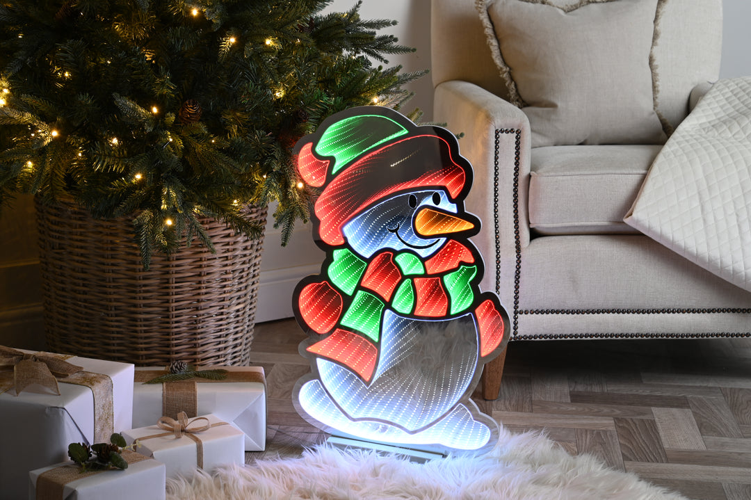 Festive Infinity Light Up Christmas Snowman Decoration