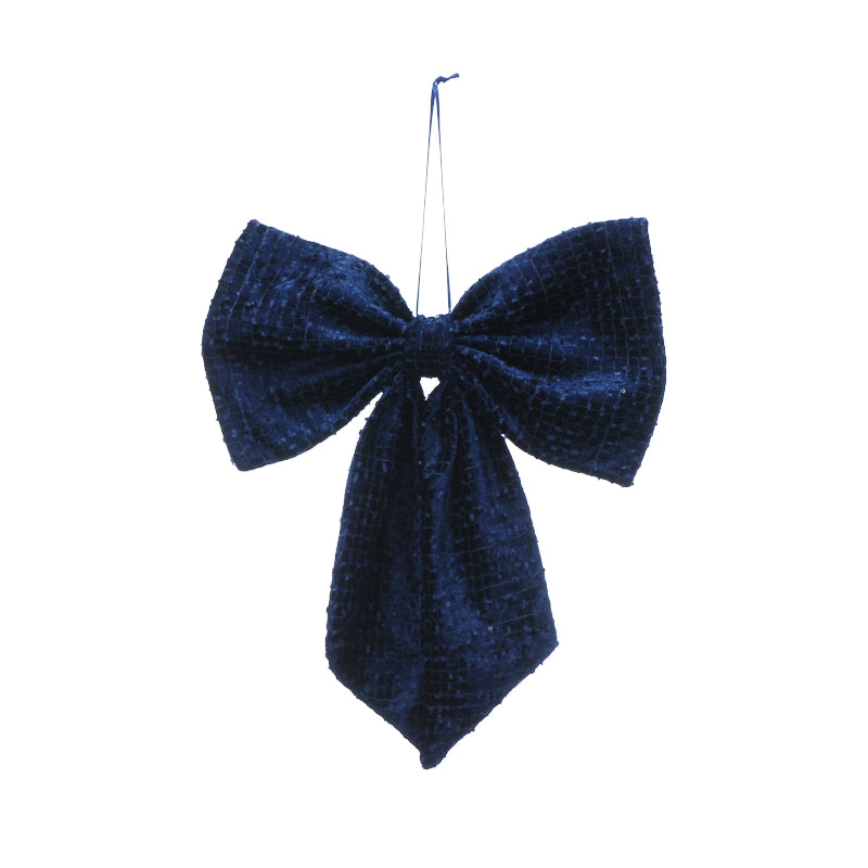 24cm Hanging Fabric Bow - Blue