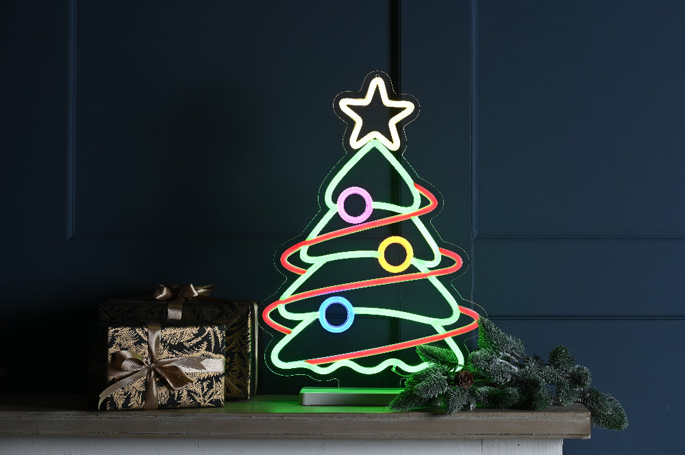 45cm Neon Effect Tree On Base Multicolour