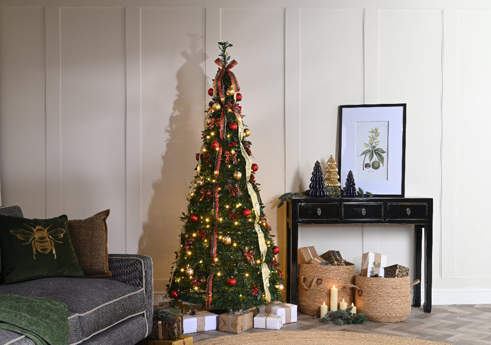 6ft Prelit Pop Up Tree - Green Red & Gold