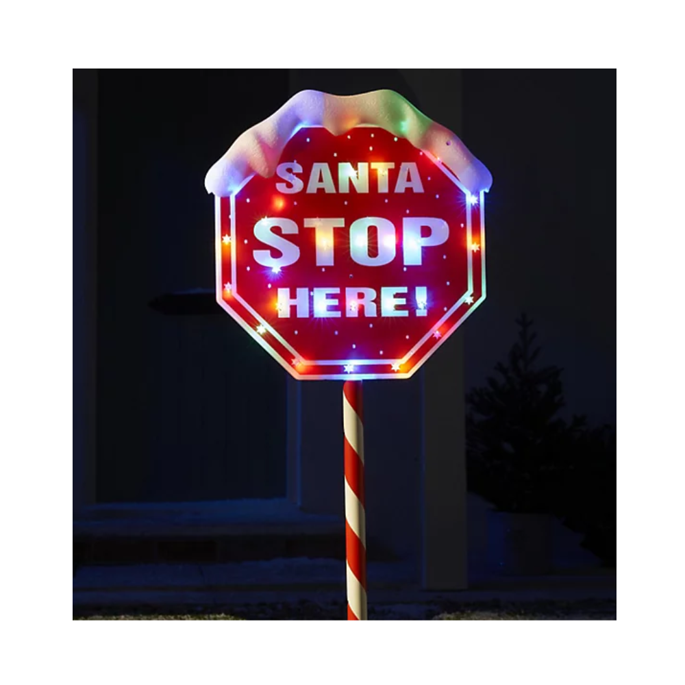 1.1m Santa Stop Here LED Sign