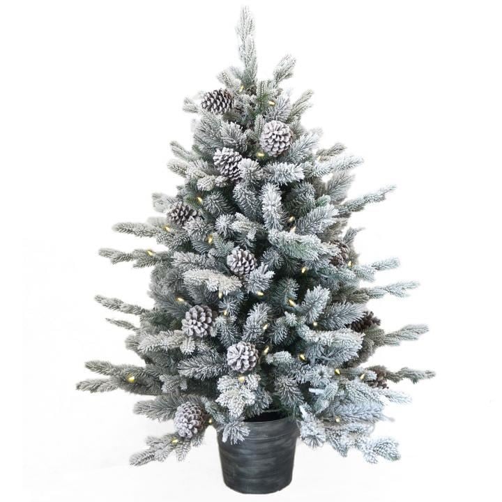 Snowy Dorchester 3ft Pre-Lit Tree with Silver Pot