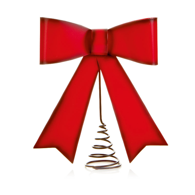 24cm Metal Bow Tree Topper - Red