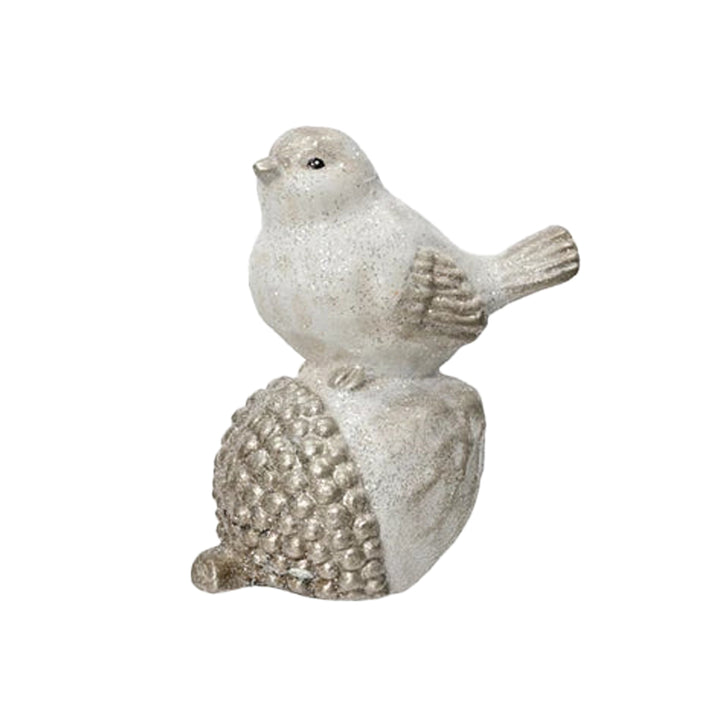 Ceramic Bird On Acorn - Grey