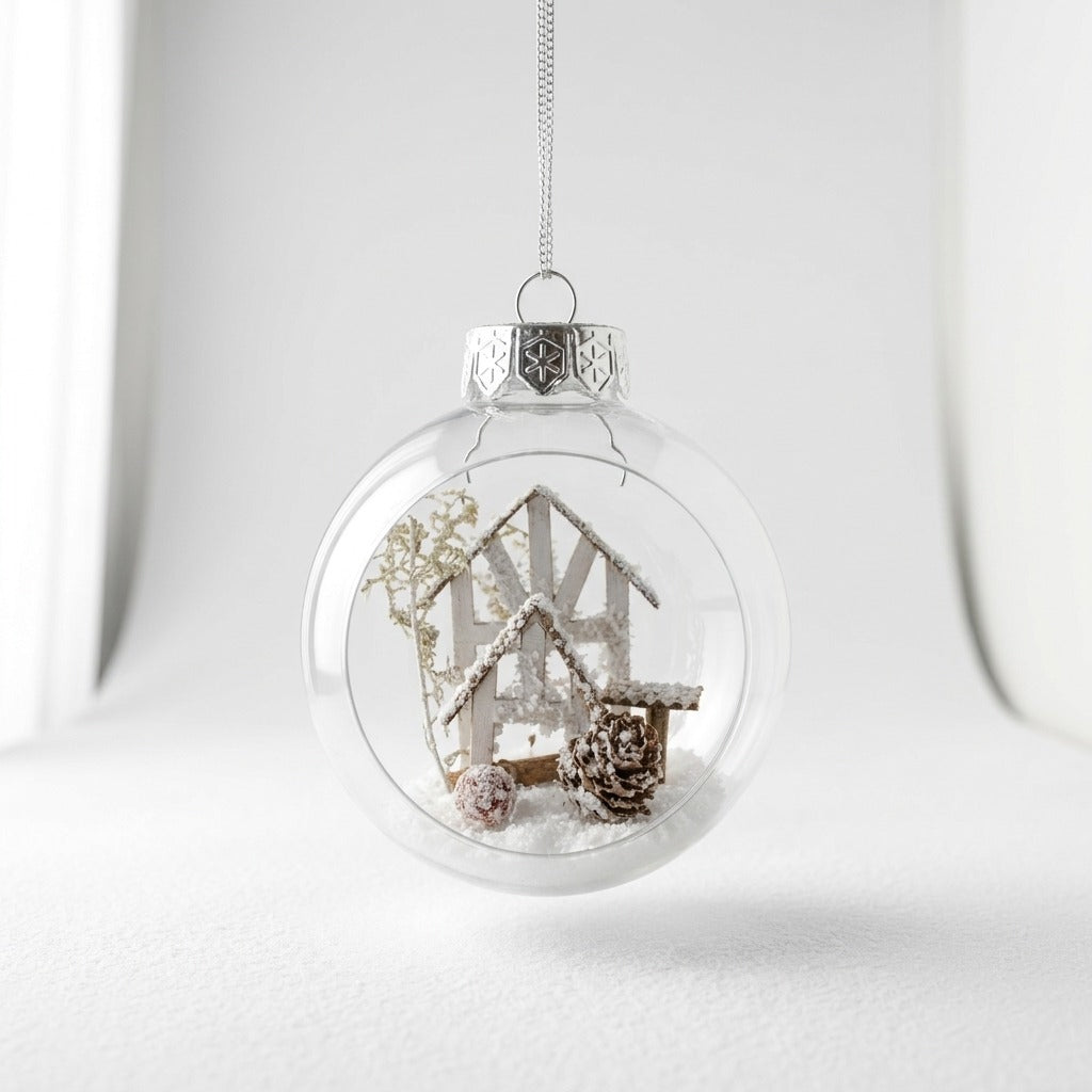 8cm Transparent Bauble With Scene Inside