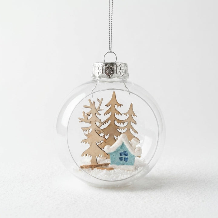 8cm Transparent Bauble With Scene Inside