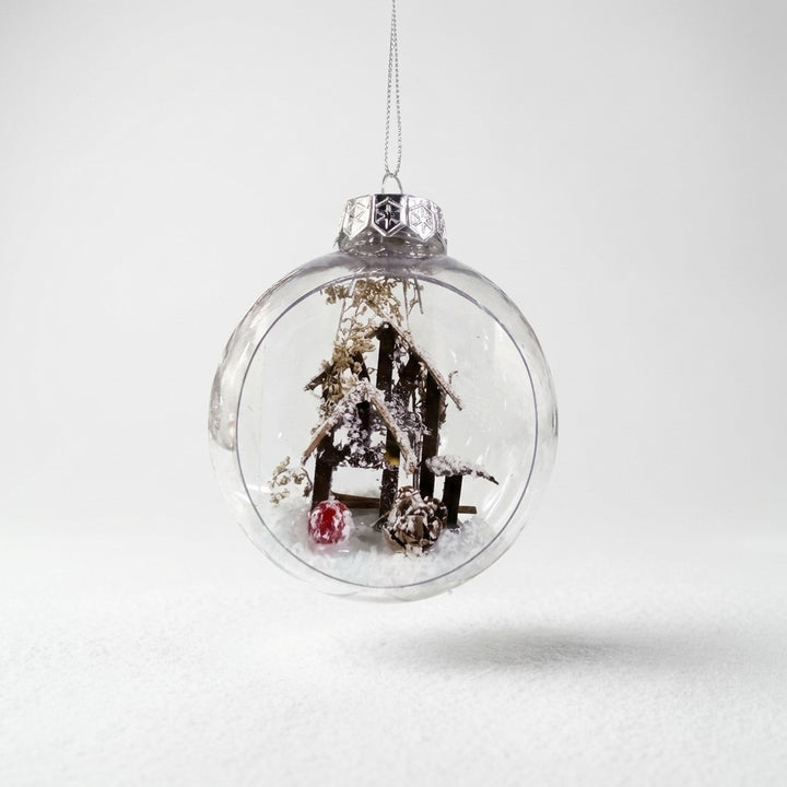 8cm Transparent Bauble With Scene Inside