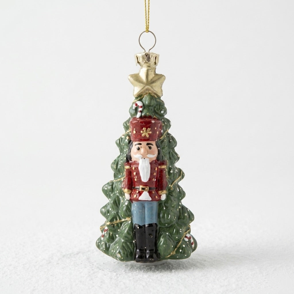 Shatterproof Glitter Nutcracker On Tree 10.5cm