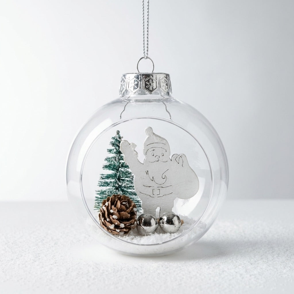 8cm Transparent Bauble With Scene Inside