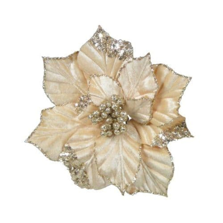 22cm Clip Velvet Poinsettia