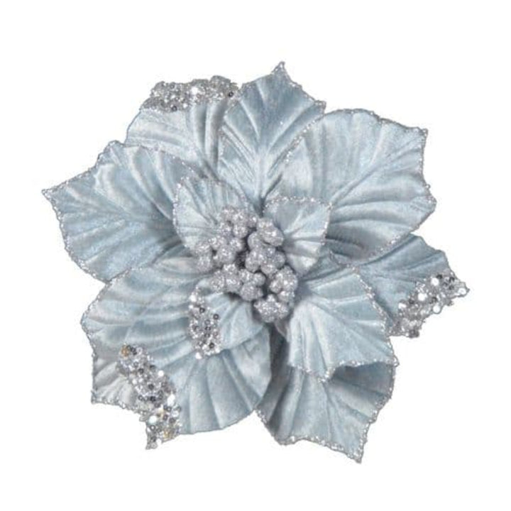 22cm Clip Velvet Poinsettia