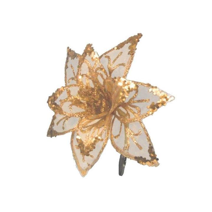 20cm Clip On Sheer & Glitter Flower
