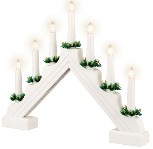 Wooden Candle Bridge 7 Bulb Battery Operated
