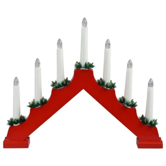 Wooden Candle Bridge 7 Bulb Battery Operated