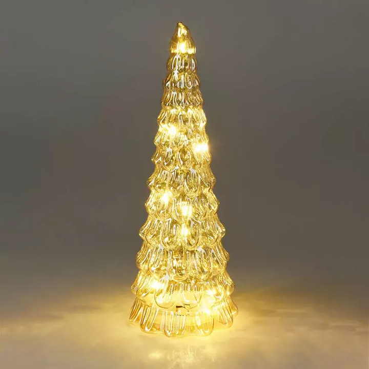 36cm Glass Rotating LED Tree - Silver