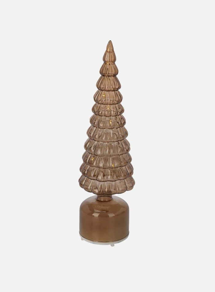 36cm Glass Rotating LED Tree - Brown