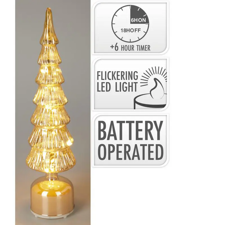 40cm Glass Rotating LED Tree - Amber