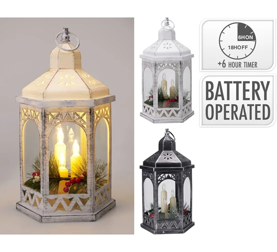 32.5cm Lantern W/ 3 LED Candles
